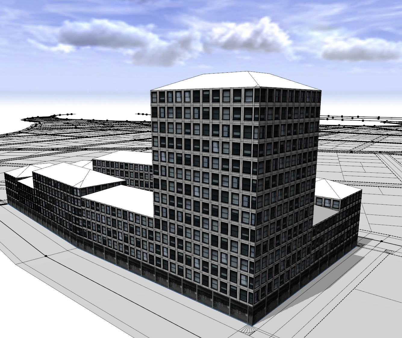 具有随机高度值的建筑物 具有随机高度值的建筑物