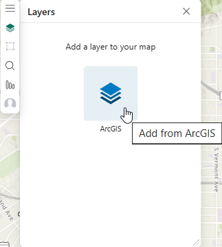 单击 ArcGIS 以从 ArcGIS 添加数据