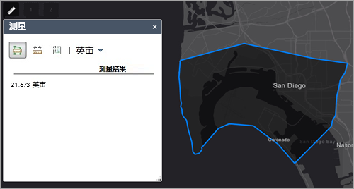 地图中几何的面积测量结果